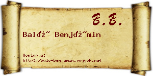 Baló Benjámin névjegykártya